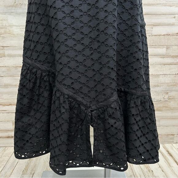 Maxmara Weekend Eyelet Broderie-Anglaise Ruffle Asymmetric Skirt Size M Black - Picture 10 of 14